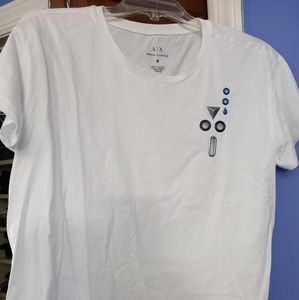 Armani Exchange White Embellished T-shirt